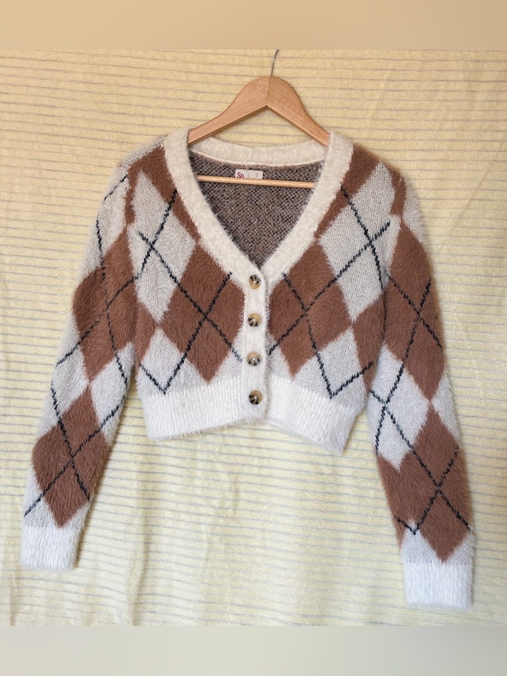 So by Kohls Argyle Sweater; size S